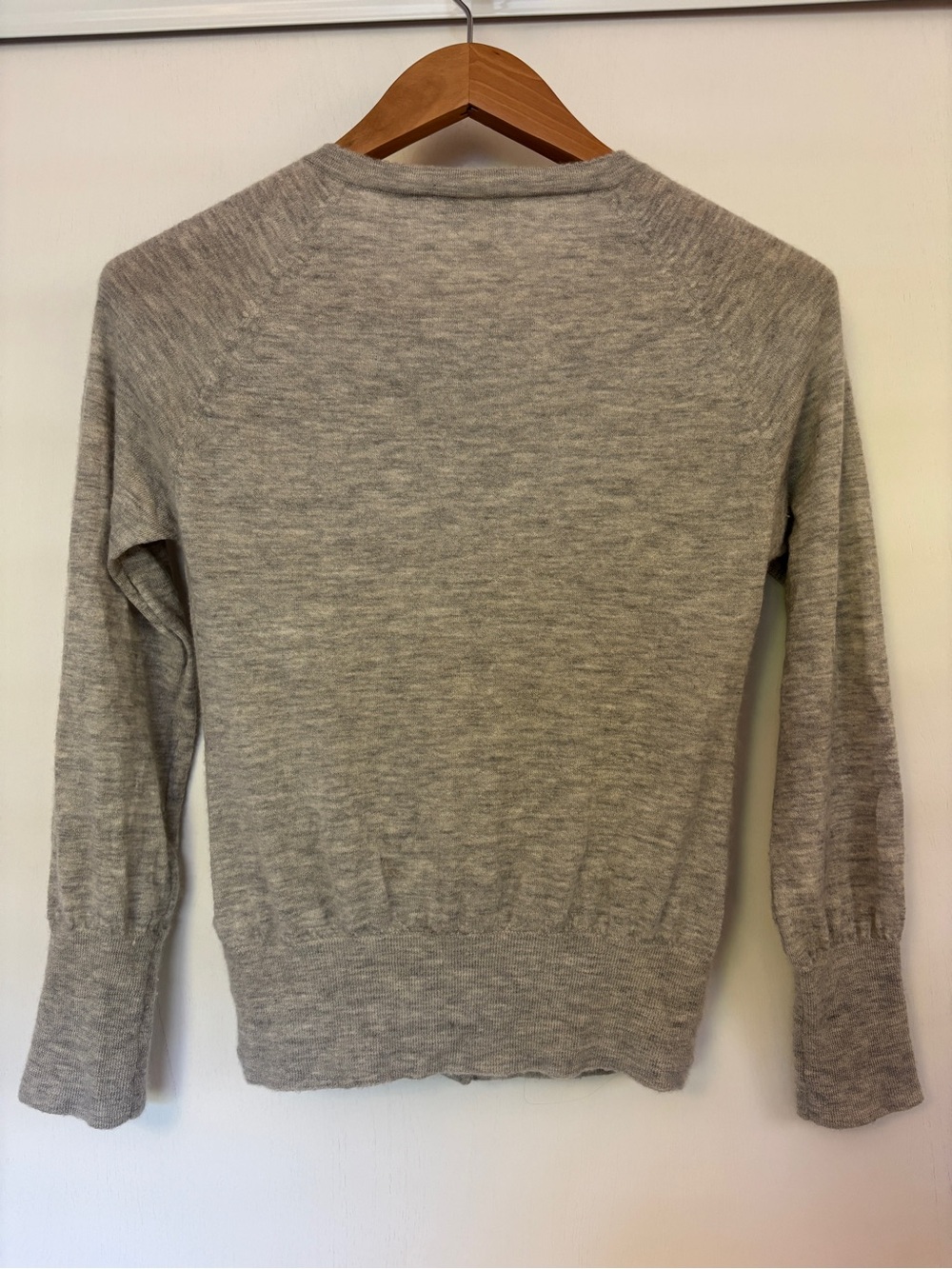 7 For All Mankind Cashmere Cardigan Size Medium Grey Ruffle Cottagecore Dainty - Picture 2 of 10